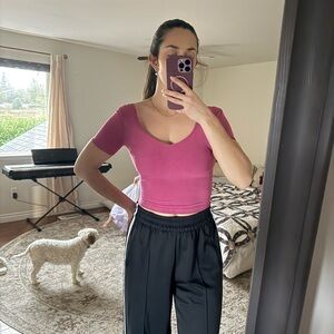 Lululemon Align Pink Cropped Short Sleeve